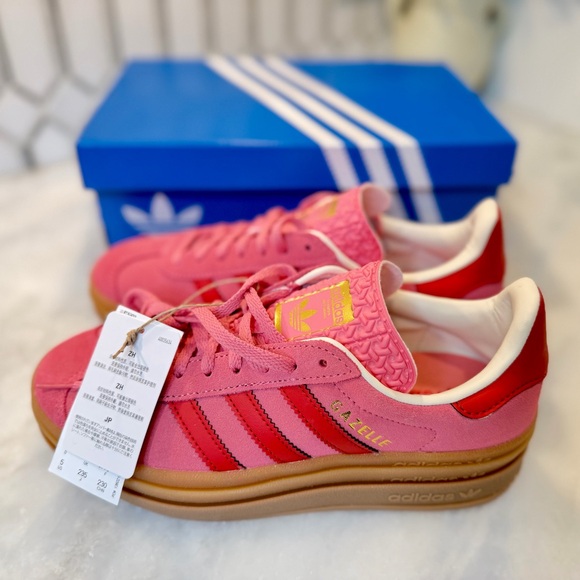 Adidas Gazelle Bold Rose Tone Better Scarlet Sneakers Size 5Y/6.5W - Picture 2 of 7
